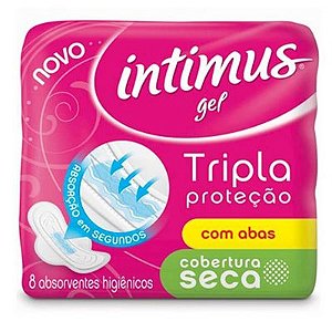 Absorvente Intimus Gel Cobertura Seca Com Abas Com 8 Unidades - Embalagem 12X8 UN - Preço Unitário R$3,91