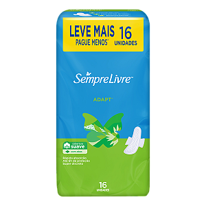 Absorvente Sempre Livre Adapt Suave Com Abas Leve Mais Pague Menos Com 16 Unidades - Embalagem 1X16 UN