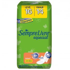 Absorvente Sempre Livre Adapt Suave Com Abas Leve 16 Pague 14 - Embalagem 1X16 UN