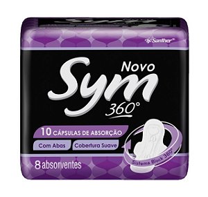 Absorvente Sym Normal Com Abas Cobertura Suave Roxo - Embalagem 12X8 UN - Preço Unitário R$3,13