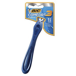 Aparelho De Barbear Bic Masculino Confort 3 Cartela Normal Azul - Embalagem 12X1 UN - Preço Unitário R$3,71