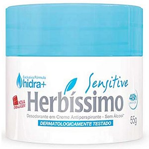 Desodorante Creme Herbissimo Hidra Sensitive - Embalagem 12X55 GR - Preço Unitário R$4,88