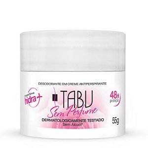 Desodorante Creme Tabu Sem Perfume - Embalagem 12X55 GR - Preço Unitário R$5,23