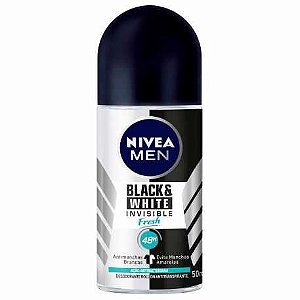 Desodorante Rollon Nivea Masculino Black White Invisible Fresh - Embalagem 1X50 ML
