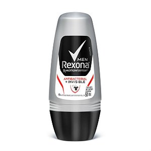 Desodorante Rollon Rexona Masculino Antibacterial Invisible - Embalagem 1X50 ML