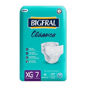 Fralda Descartavel Geriatrica Bigfral Classica Xg - Embalagem 1X7 UN