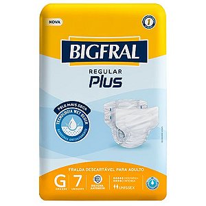 Fralda Descartavel Geriatrica Bigfral Regular Plus G - Embalagem 1X7 UN