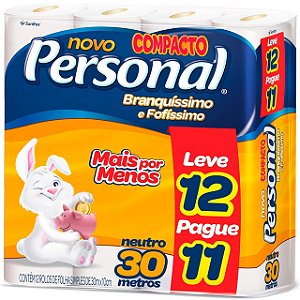 Papel Higienico Economico Personal Folha Simples 12X30M Neutro Leve 12 Pague 11 - Embalagem 6X12X30MTS - Preço Unitário R$12,21