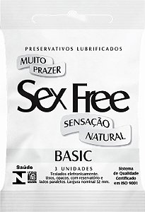 Preservativo Sex Free Basic Lubrificado - Embalagem 12X3 UN - Preço Unitário R$1,73
