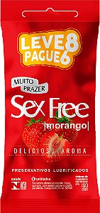 Preservativo Sex Free Morango Leve 8 Pague 6 - Embalagem 1X8 UN