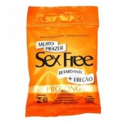 Preservativo Sex Free Prolong - Embalagem 12X3 UN - Preço Unitário R$4,72