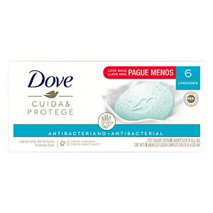 Sabonete Dove Hidratante Antibacteriano Cuida & Protege Promocional - Embalagem 6X90 GR - Preço Unitário R$4,29