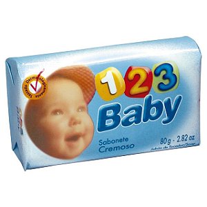 Sabonete Infantil 1 2 3 Baby Azul - Embalagem 12X80 GR - Preço Unitário R$1,95