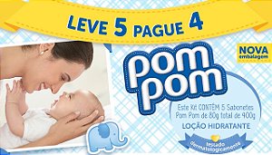 Sabonete Infantil Pom Pom Hidratante Branco Leve 5 Pague 4 - Embalagem 5X70 GR - Preço Unitário R$3,06