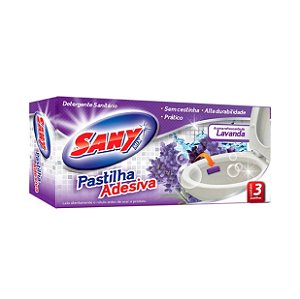 Desinfetante Sanitario Sanymix Pastilha Adesiva Lavanda Com 3 Unidades - Embalagem 24X3 UN - Preço Unitário R$4,94