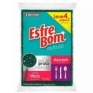 Esponja Esfrebom Dupla Face Leve 4 Pague 3 - Embalagem 60X4 UN - Preço Unitário R$4,52