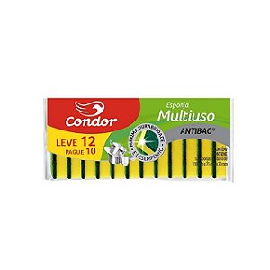 Esponja Multi Uso Condor Leve 12 Pague 10 - Embalagem 5X12 UN - Preço Unitário R$11,13