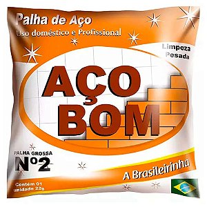Palha De Aco Aco Bom Numero 2 - Embalagem 20X1 UN - Preço Unitário R$1,13