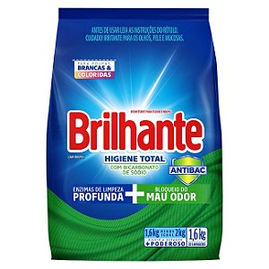 Detergente Lava Roupas Em Po Brilhante Sache Higiene Total - Embalagem 7X1,6 KG - Preço Unitário R$14,78