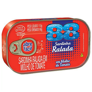 Sardinha 88 Molho De Tomate Ralada - Embalagem 1X110 GR