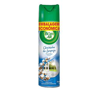 Purificador Ar Bom Ar Aerossol Algodao Cheiro Limpo - Embalagem 1X360 ML