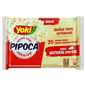 Milho De Pipoca Para Microondas Yoki Premium Natural - Embalagem 18X90 GR - Preço Unitário R$2,35