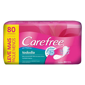Absorvente Carefree Protetor Diario Sem Perfume Leve Mais Pague Menos Com 80 Unidades - Embalagem 1X80 UN