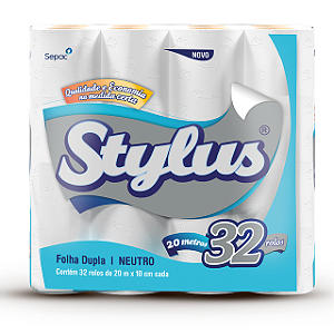 Papel Higienico Stylus Neutro Folha Dupla 32x20m - Embalagem 2X32X20 MTS - Preço Unitário R$29,38