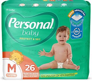 Fralda Descartável Econômica Personal Baby Média - Embalagem 1X26 UN