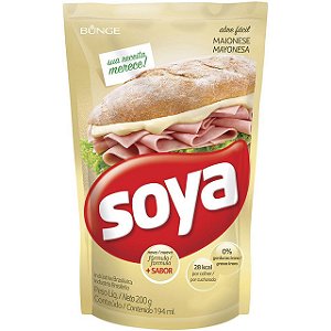 Maionese Soya Tradicional Sache 200Gr - Embalagem 24X200 GR - Preço Unitário R$2,80
