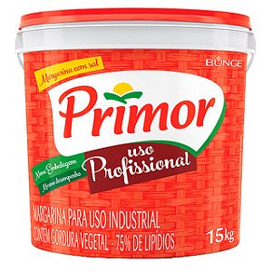 Margarina Primor Cremosa 75% Lipidios Balde 15kg - Embalagem 1X15 KG