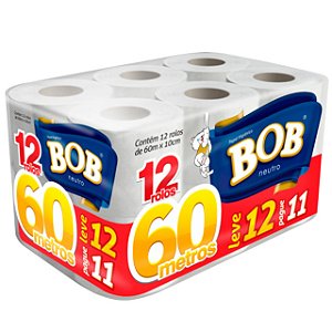 Papel Higienico Bob Folha Simples12x60m Leve 12 Pague 11 - Embalagem 6X12X60MTS - Preço Unitário R$13,95