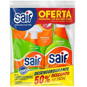 Limpador Saif Desengordurante Gatilho + Desengordurante Sache Rpomocional - Embalagem 6X500 GR - Preço Unitário R$17,16