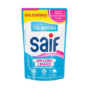 Tira Manchas Liquido Saif Sem Cloro + Branco Sache - Embalagem 12X1 L - Preço Unitário R$8,44