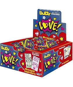 Chiclete Buzzy Love Morango Mensagens Inspiradoras - Embalagem 1X100 UN