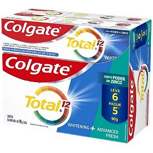 Creme Dental Colgate Total 12 Whitening Leve 6 Pague 5 - Embalagem 6X90 GR - Preço Unitário R$10,31