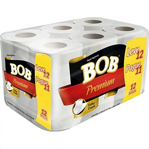 Papel Higienico Bob Folha Dupla 12x30m Premium Leve 12 Pague 11 - Embalagem 6X12X30MTS - Preço Unitário R$11,76