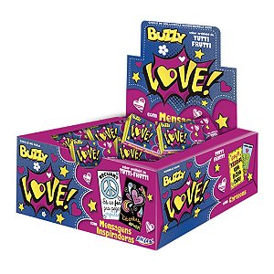 Chiclete Buzzy Love Tutti Fruti Mensagens Inspiradoras - Embalagem 1X100 UN