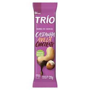Barra De Cereal Trio Avela / Castanha E Chocolate - Embalagem 12X20 GR - Preço Unitário R$1,38