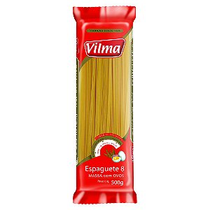 Macarrao Espaguete Ovos Vilma Numero 08 - Embalagem 30X500 GR - Preço Unitário R$4,29