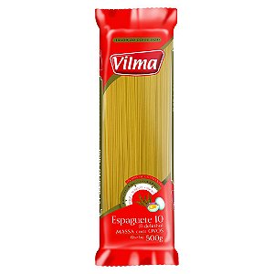 Macarrao Espaguete Ovos Vilma Numero 10 - Embalagem 30X500 GR - Preço Unitário R$4,29