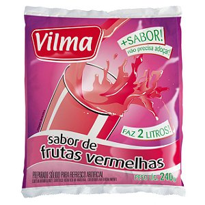 Refresco Em Po Adocado Vilma Frutas Vermelhas - Embalagem 12X240 GR - Preço Unitário R$2,56