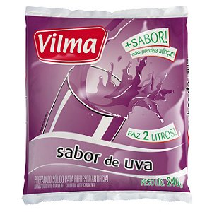 Refresco Em Po Adocado Vilma Uva - Embalagem 12X240 GR - Preço Unitário R$2,6