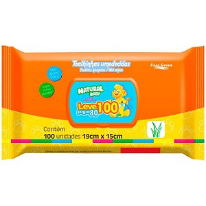 Lenco Umedecido Toalha Natural Baby Leve 100 Pague 80 - Embalagem 1X100 UN