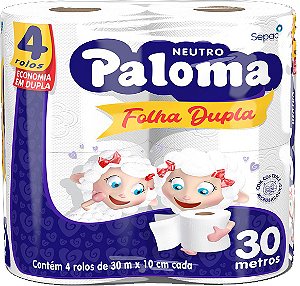 Papel Higienico Paloma Folha Dupla 4x30m Neutro - Embalagem 16X4X30 MTS - Preço Unitário R$6,02