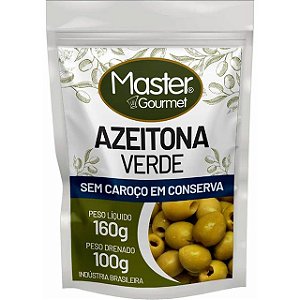 Azeitona Verde Master Gourmet Sem Caroço Sache - Embalagem 24X100 GR - Preço Unitário R$3,44
