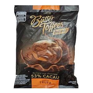 Bala Butter Toffees Arcor Intense Recheio Com Chocolate 53% Cacau Sabor Trufa - Embalagem 1X500 GR