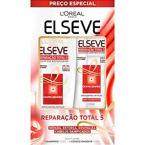 Kit Elseve Shampoo 375ml+Condicionador 170ml Reparaçao Total 5 - Embalagem 1X2 UN