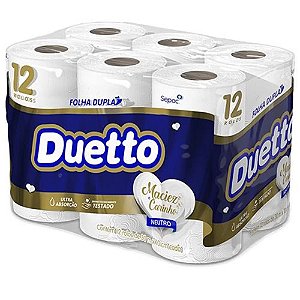 Papel Higienico Duetto Branco Neutro Folha Dupla 12X20M - Embalagem 6X12X20 MTS - Preço Unitário R$11,76