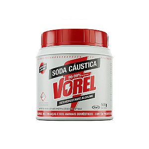 Soda Caustica Pote Vorel - 96 A 99% - Embalagem 12X500 GR - Preço Unitário R$5,8